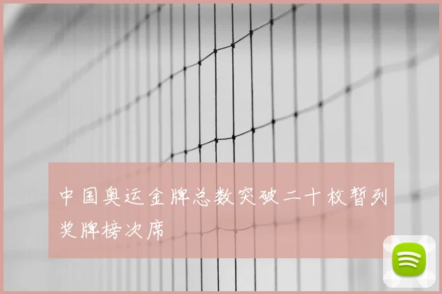 中国奥运金牌总数突破二十枚暂列奖牌榜次席